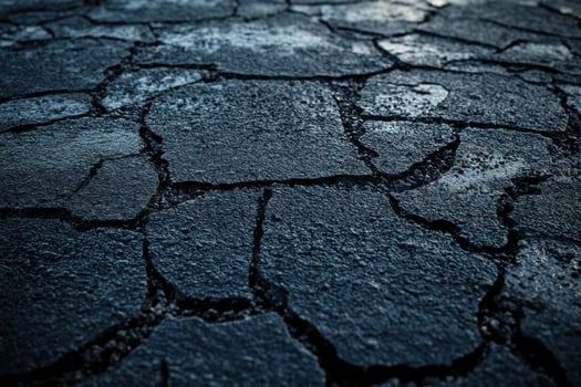 A close up of a cracked asphalt road photo
