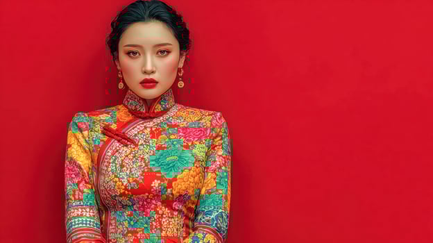 A woman in a colorful chinese dress photo
