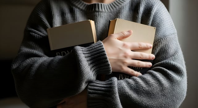 A person is holding two books in their hands photo