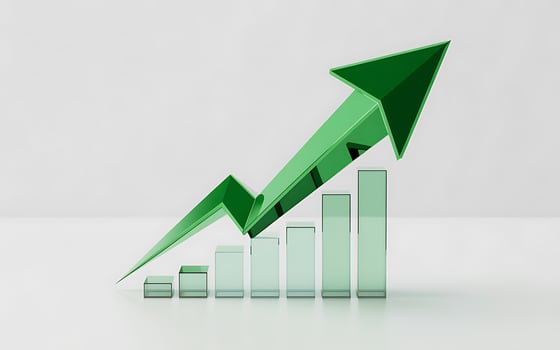 Green arrow graph showing upward trend and growth photo