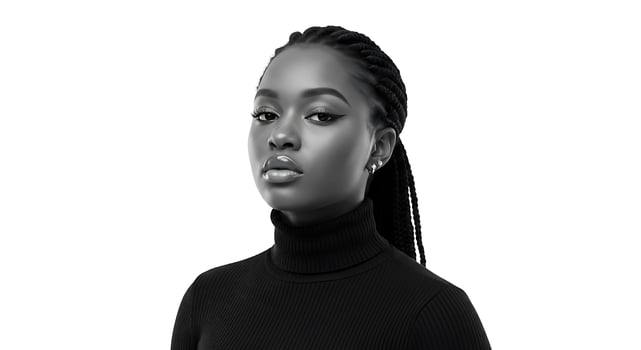 A black woman with braids and a turtle neck photo