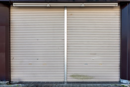 Steel doors for steel metal store door backgroud and texture. photo