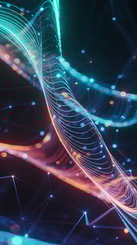 Abstract digital network with glowing lines and particles photo