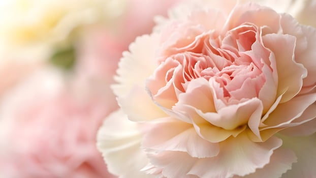 Soft Pink Carnation Blossom Romantic Floral Close up, Gentle Light, Delicate Petals, Pastel Colors, Flower Portrait, Background photo