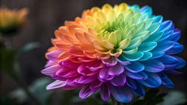 Vibrant Rainbow Chrysanthemum Bloom Colorful Flower, Nature Photography, Floral Close Up, Botanical Art, Garden Beauty, Positive Mood, Vivid Detail photo