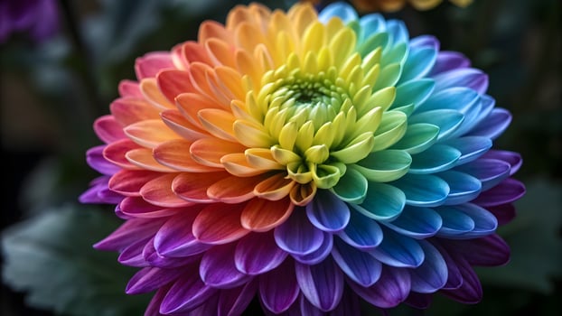 Vibrant Rainbow Chrysanthemum Flower Blossom Colorful Petals, Floral Beauty, Artistic Macro Photography, Botanical Garden, Natures Palette photo