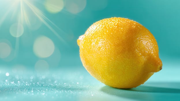 Fresh lemon on a blue background photo