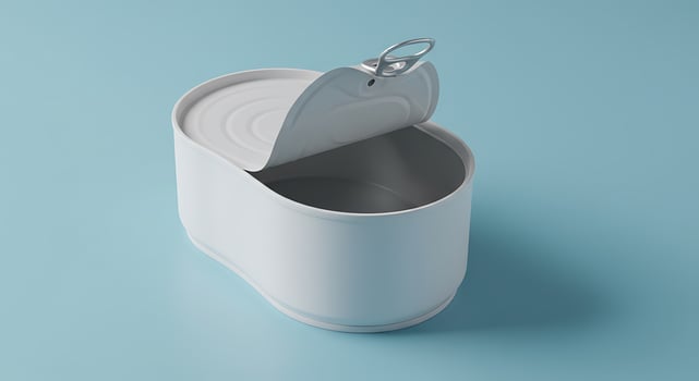 A white can with a lid on a blue surface photo