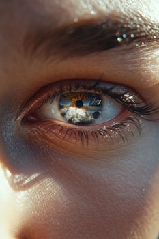 A close up of a woman's eye photo