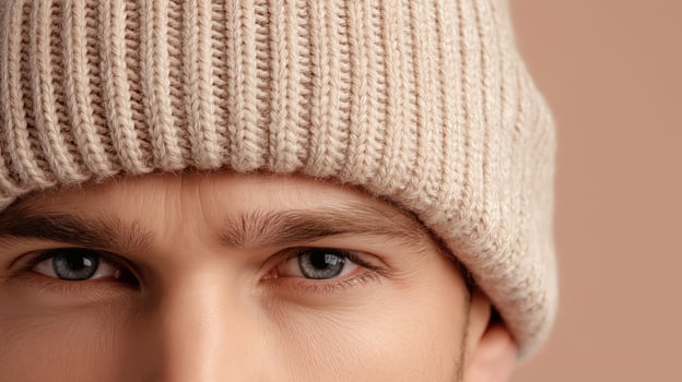 Beige Ribbed Beanie Winter Warmth photo