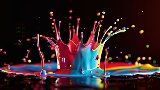 A colorful splash of paint with rainbow crown on top photo