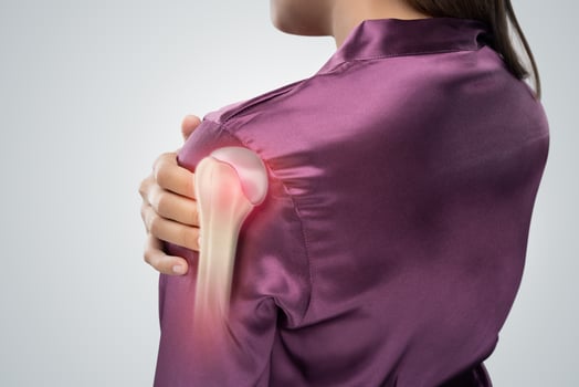 Shoulder joint pain and injury illustration with medical focus. photo