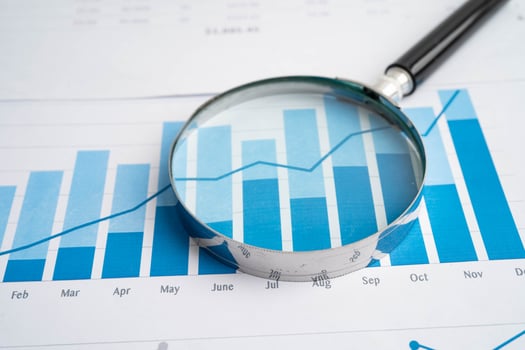 Magnifying glass graphs photo