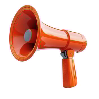 Bright Orange Megaphone Isolated on White Background photo
