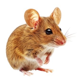 Cute Brown Mouse with Big Ears and Black Eyes Isolated on White photo