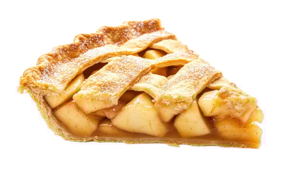 Apple Pie Slice with Lattice Crust and Powdered Sugar, Isolated photo