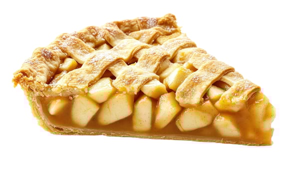 sweet Apple Pie Slice with Lattice Crust and Powdered Sugar, Isolated photo