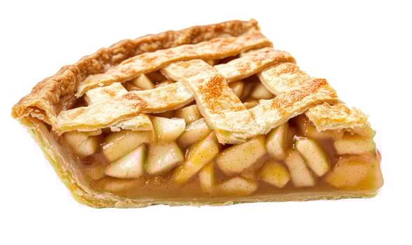 tasty Slice of Apple Pie with Lattice Crust on clean Background photo