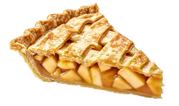 tasty Slice of Apple Pie with Lattice Crust on clear Background photo