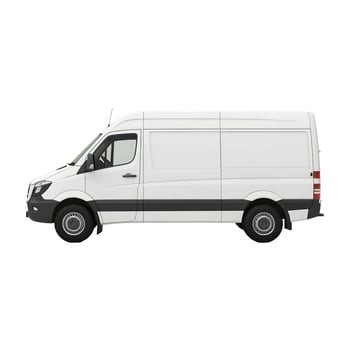 Isolated White Mercedes-Benz Sprinter Van, Side View, Commercial Vehicle photo