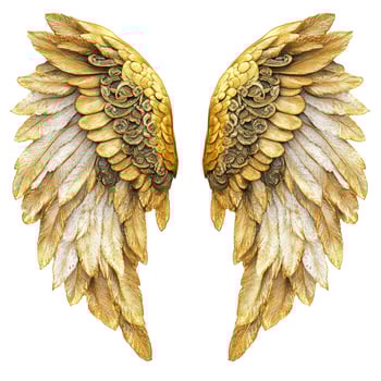 Majestic Golden Angel Wings with Detailed Feathers and Ornate Design photo