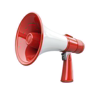 Red and White Megaphone 3D Render on White Background photo
