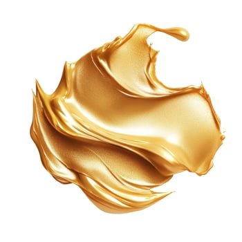 Vibrant Golden Metallic Paint Swirl with Shimmering Texture on White photo