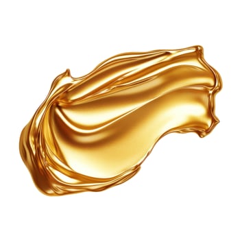 Abstract Golden Metallic Liquid Swirl Isolated on White photo