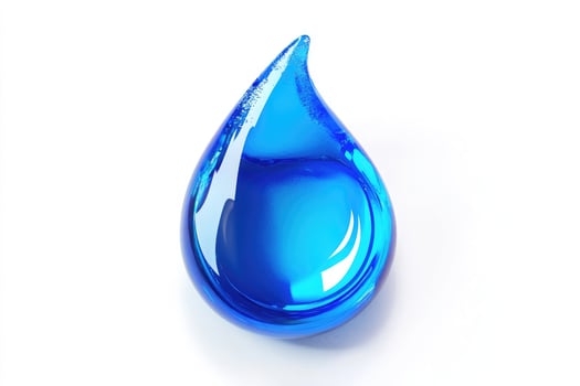 A single blue water drop isolated on white background photo