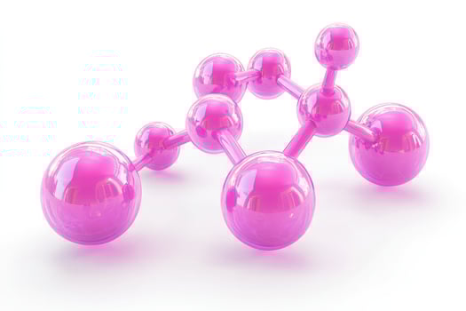 Pink molecule model isolated on white background photo