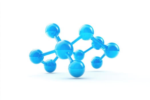 Abstract blue molecular structure isolated on white background photo