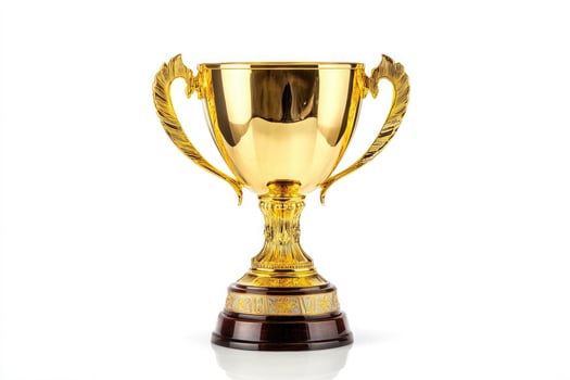 Golden trophy cup isolated on white background photo