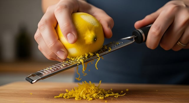 A person is using a lemon grater to cut lemons photo