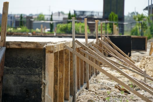 A concrete foundation for a building photo