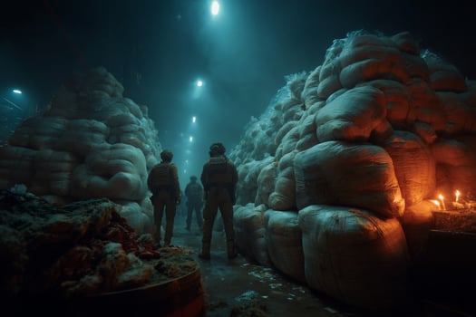 A man standing in front of sacks of cotton photo
