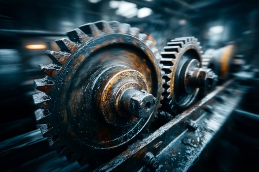 Industrial machinery with gears and wheels photo