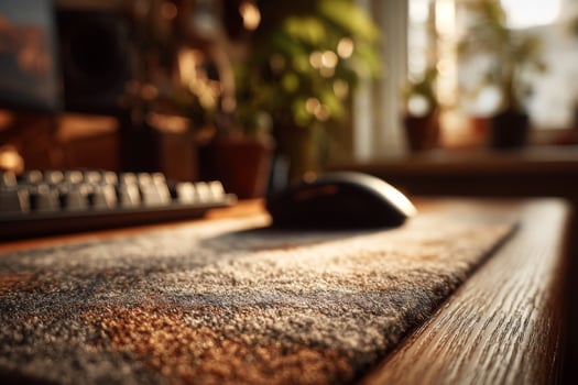 A computer mouse and keyboard on a desk photo