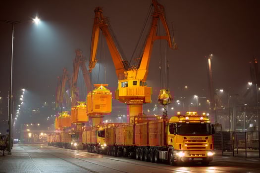 A large crane lifting a large truck photo