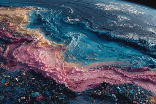 The earth is covered in paint and debris photo