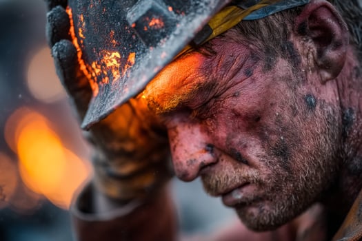 A man with his face covered in coal dust photo