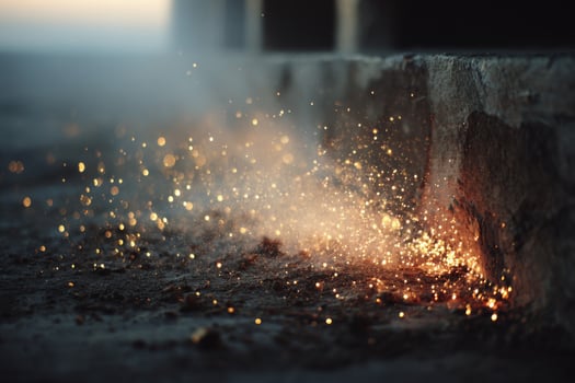 A close up of sparks coming out of a wall photo