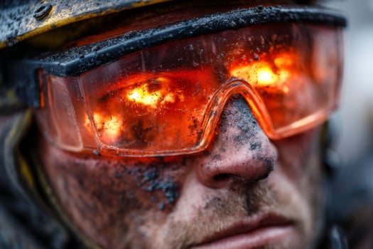 A close up of a man wearing goggles photo