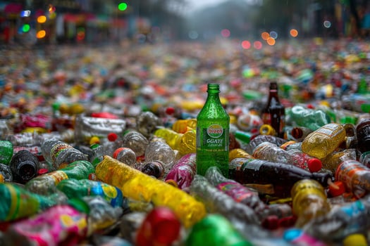 A street filled with plastic bottles and bottles photo