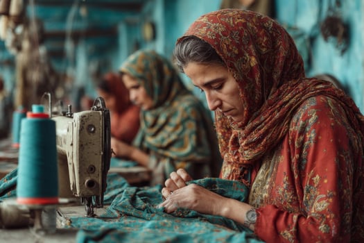 Women working in a factory in afghanistan photo