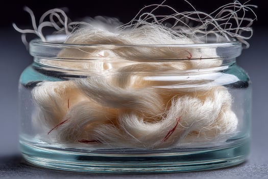 A glass jar filled with white hair photo