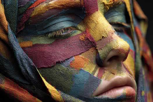 A woman with colorful paint on her face photo