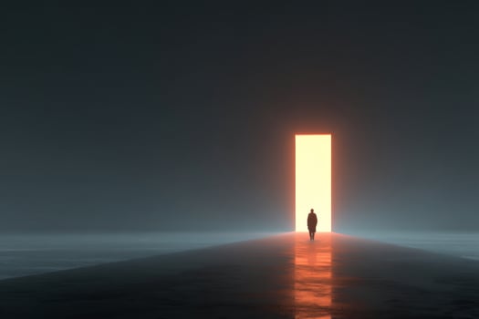 A man standing in front of an open door photo