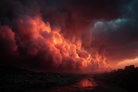A large cloud of smoke is seen over a city photo