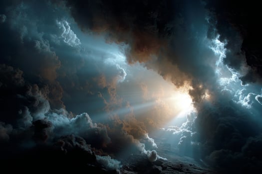 A dark cloud filled with light coming through photo