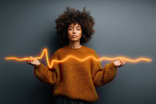 A woman with an ecg line on her chest photo
